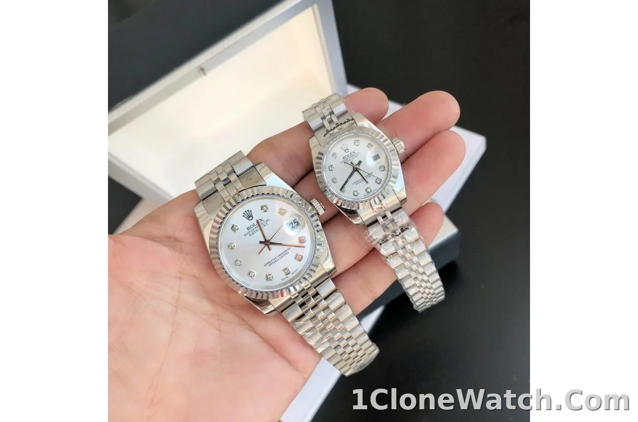 Couple Watches Rolex Datejust 36/28mm SS/SS Jub Sliver/Dia