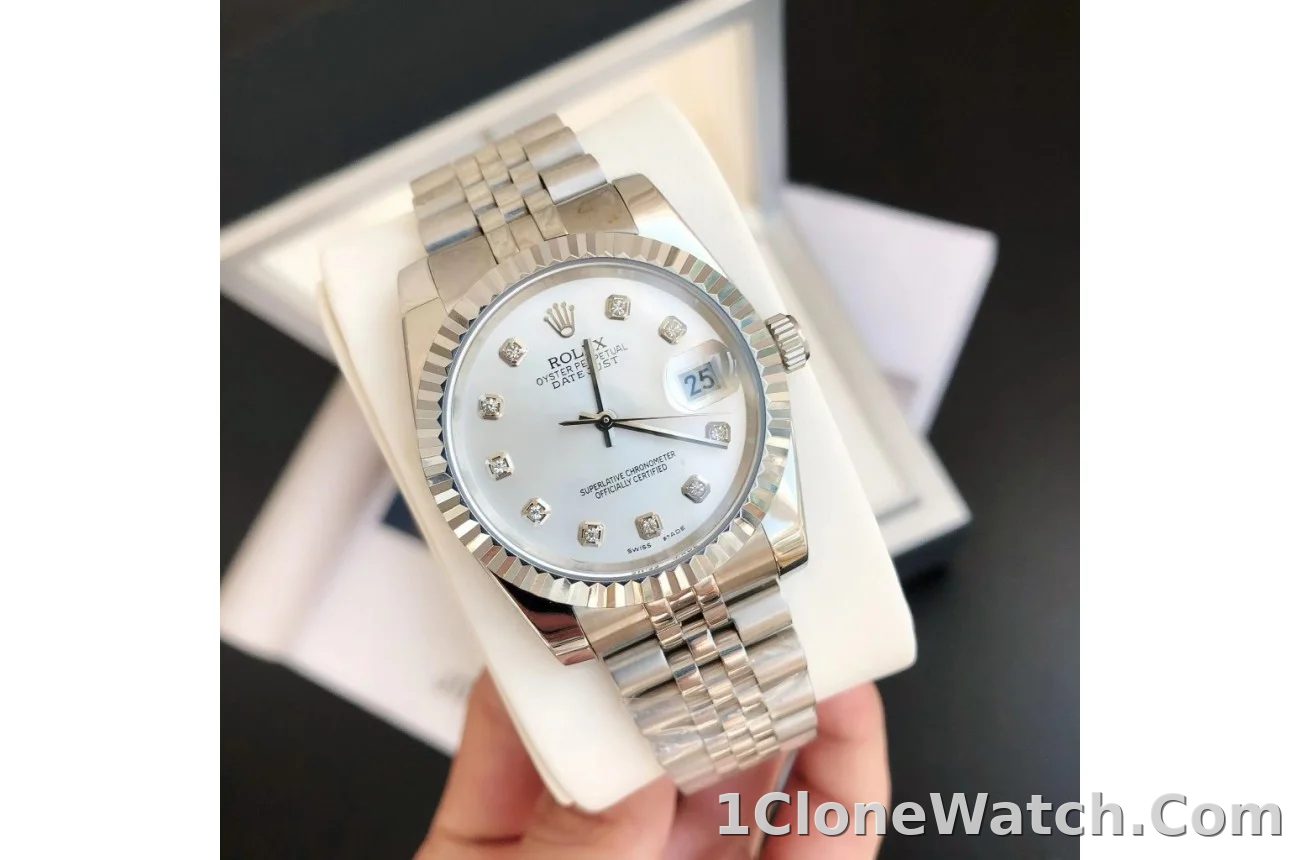 Couple Watches Rolex Datejust 36/28mm SS/SS Jub Sliver/Dia - detail