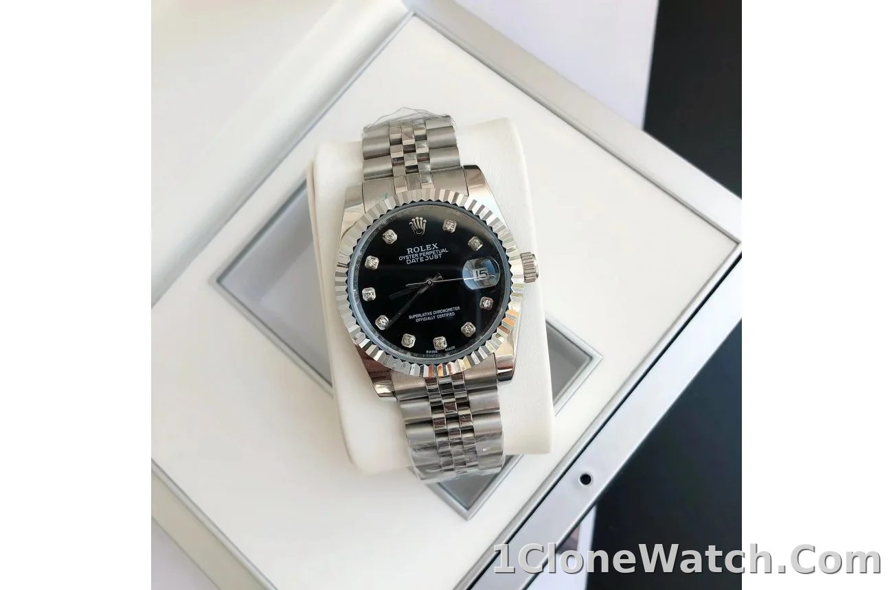 Couple Watches Rolex Datejust 36/28mm SS/SS Jub Black/Dial - detail
