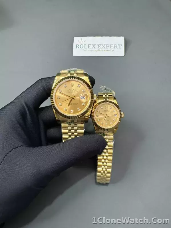 Couple Watches Rolex Datejust 36/28mm RG/RG Jub Gold/Dial - detail