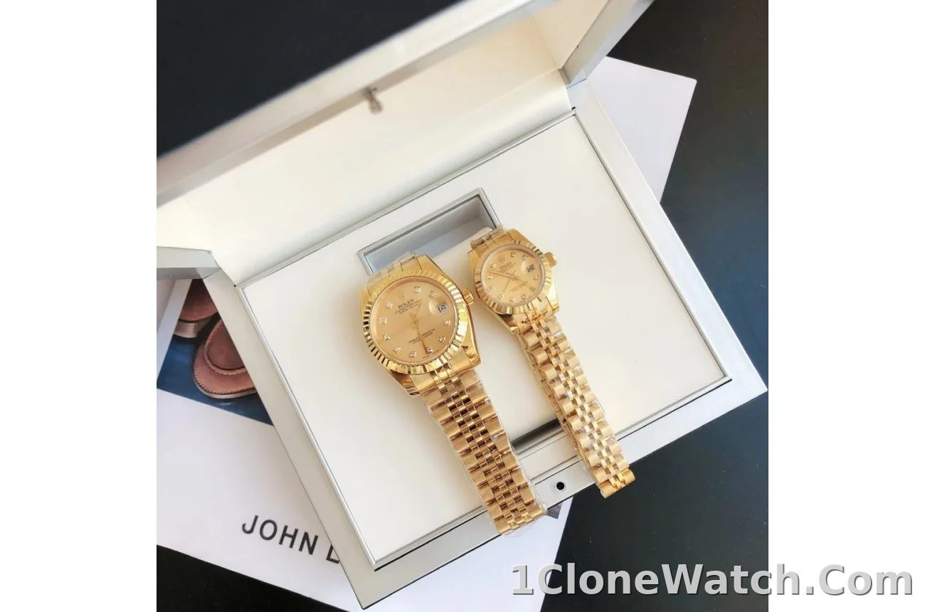 Couple Watches Rolex Datejust 36/28mm RG/RG Jub Gold/Dial - detail