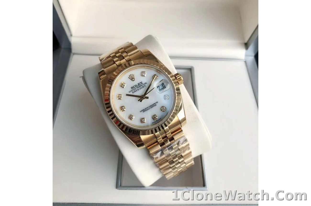 Couple Watches Rolex Datejust 36/28mm RG/RG Jub White/Dial - detail