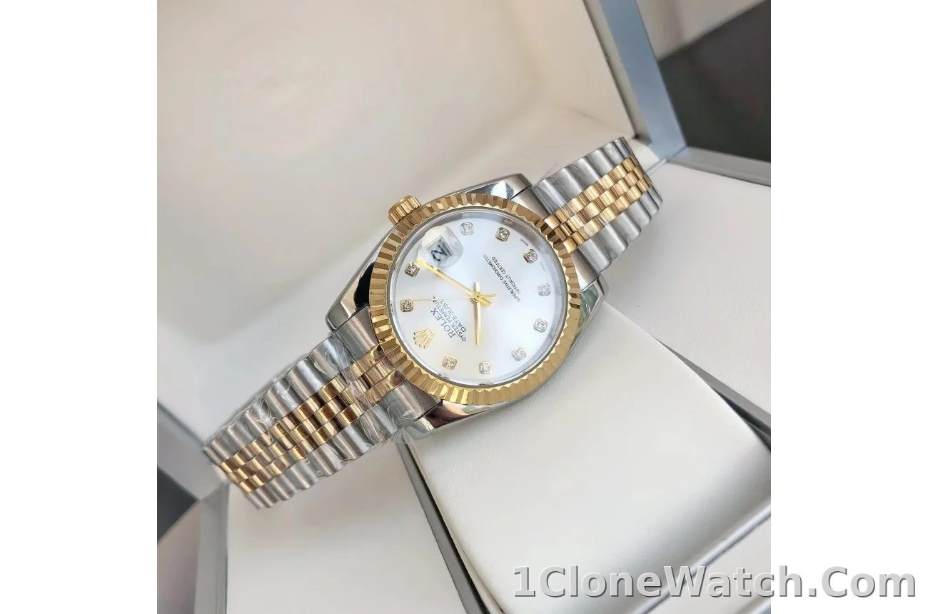 Couple Watches Rolex Datejust 36/28mm RG/SS Jub Sliver/Dia - detail