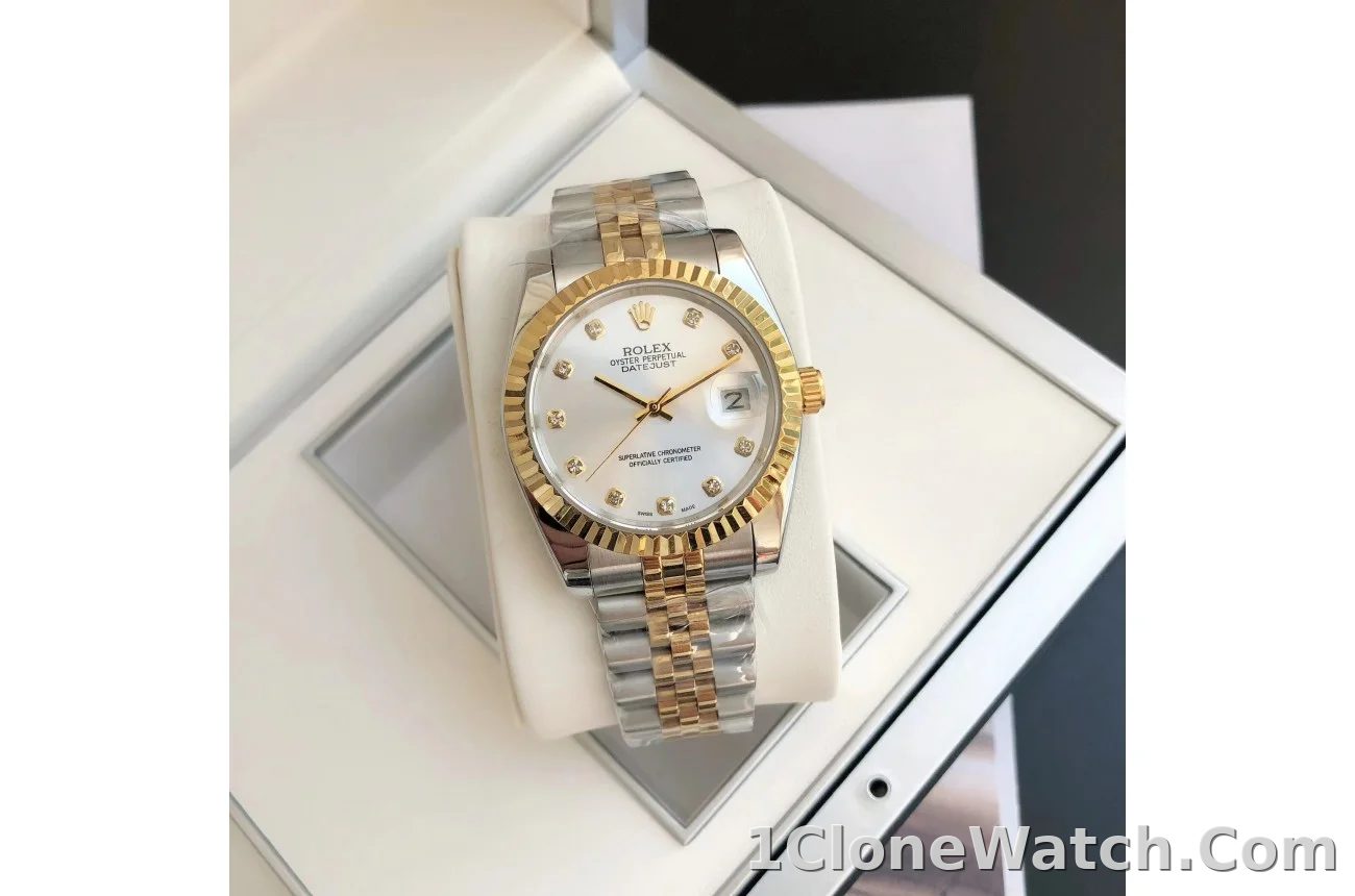 Couple Watches Rolex Datejust 36/28mm RG/SS Jub Sliver/Dia - detail