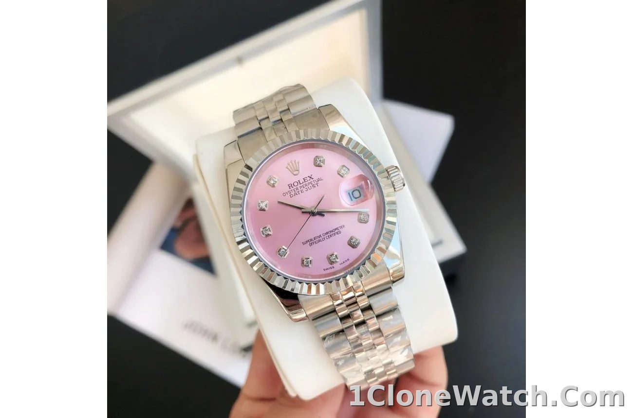 Couple Watches Rolex Datejust 36/28mm SS/SS Jub Pink/Dial - detail