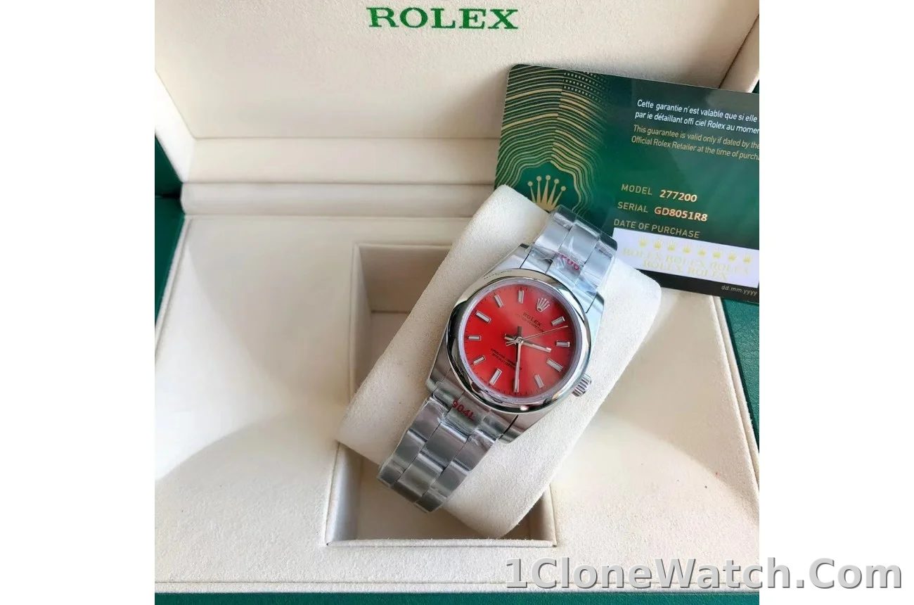 Couple Watches Rolex Oyster Perpetual 31/41mm SS/SS Red/Stk - detail
