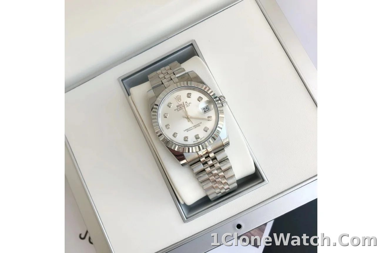 Couple Watches Rolex Datejust 36/28mm SS/SS Jub Sliver/Dia - detail