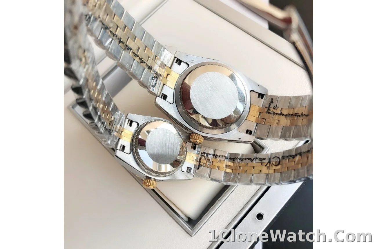 Couple Watches Rolex Datejust 36/28mm RG/SS Jub Black/Dia - detail