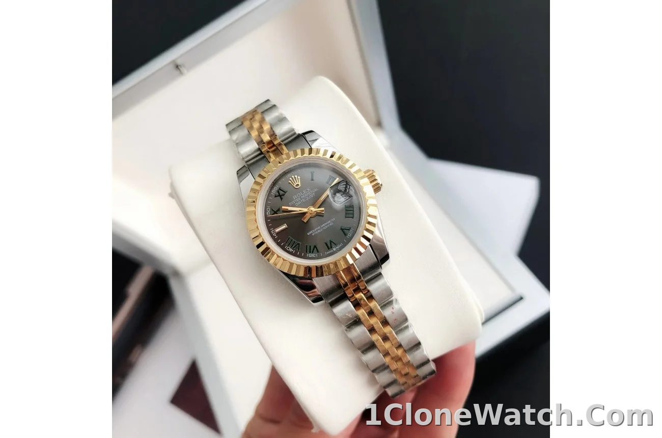 Couple Watches Rolex Datejust 36/28mm RG/SS Jub Grey/Rmn - detail