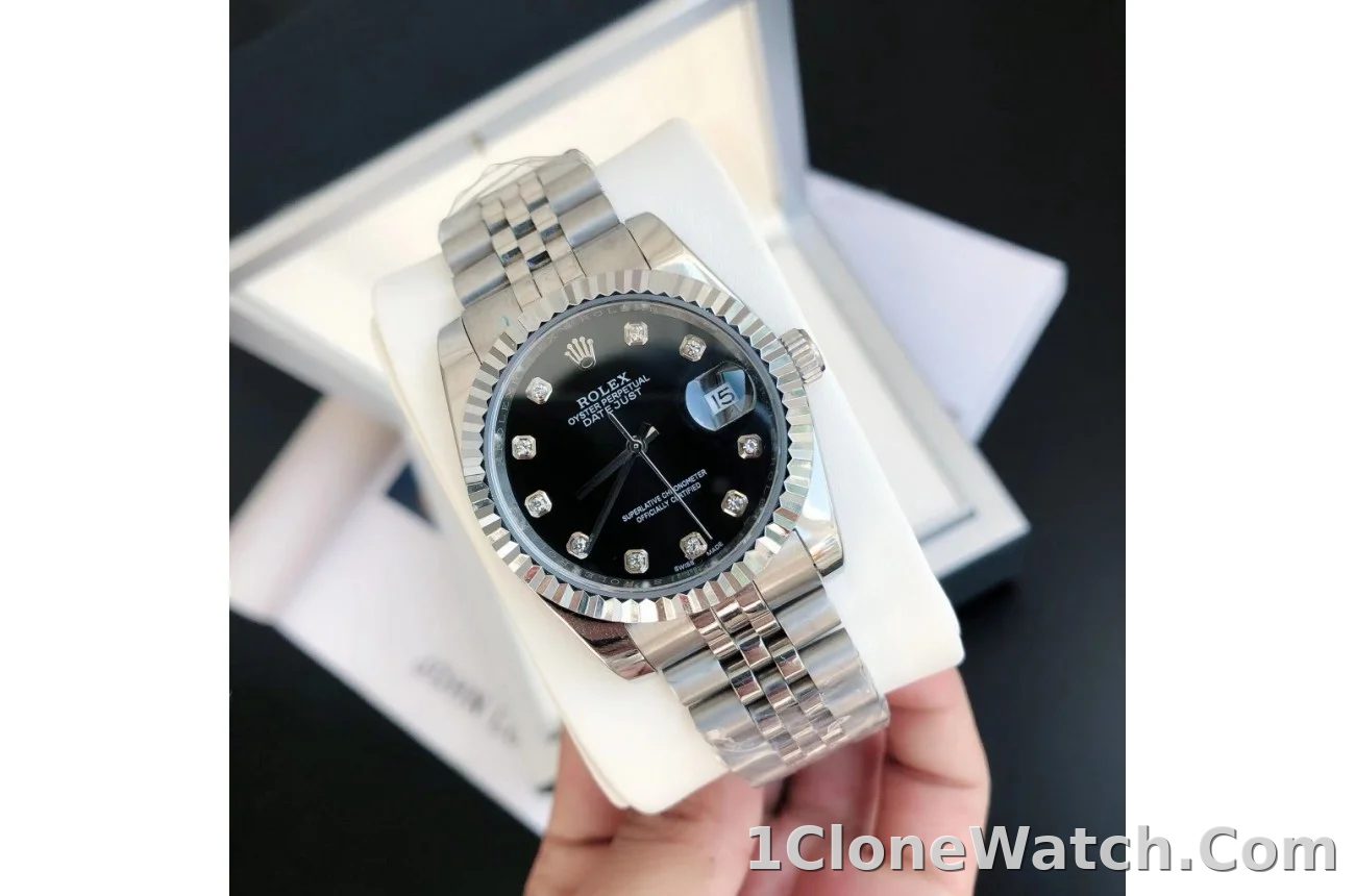 Couple Watches Rolex Datejust 36/28mm SS/SS Jub Black/Dial - detail