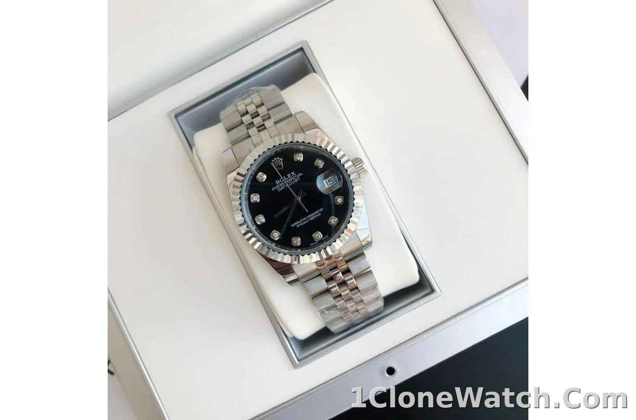 Couple Watches Rolex Datejust 36/28mm SS/SS Jub Black/Dial - detail