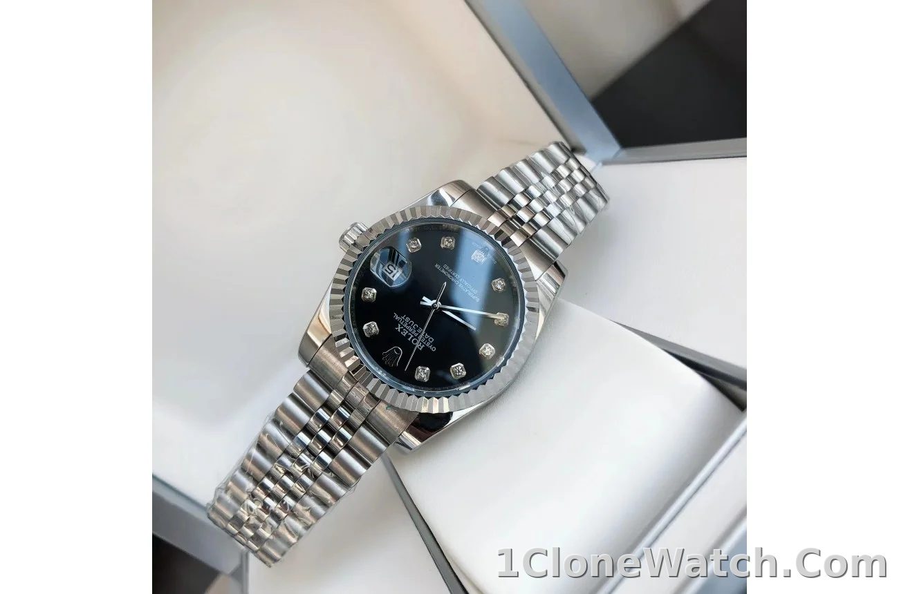 Couple Watches Rolex Datejust 36/28mm SS/SS Jub Black/Dial - detail