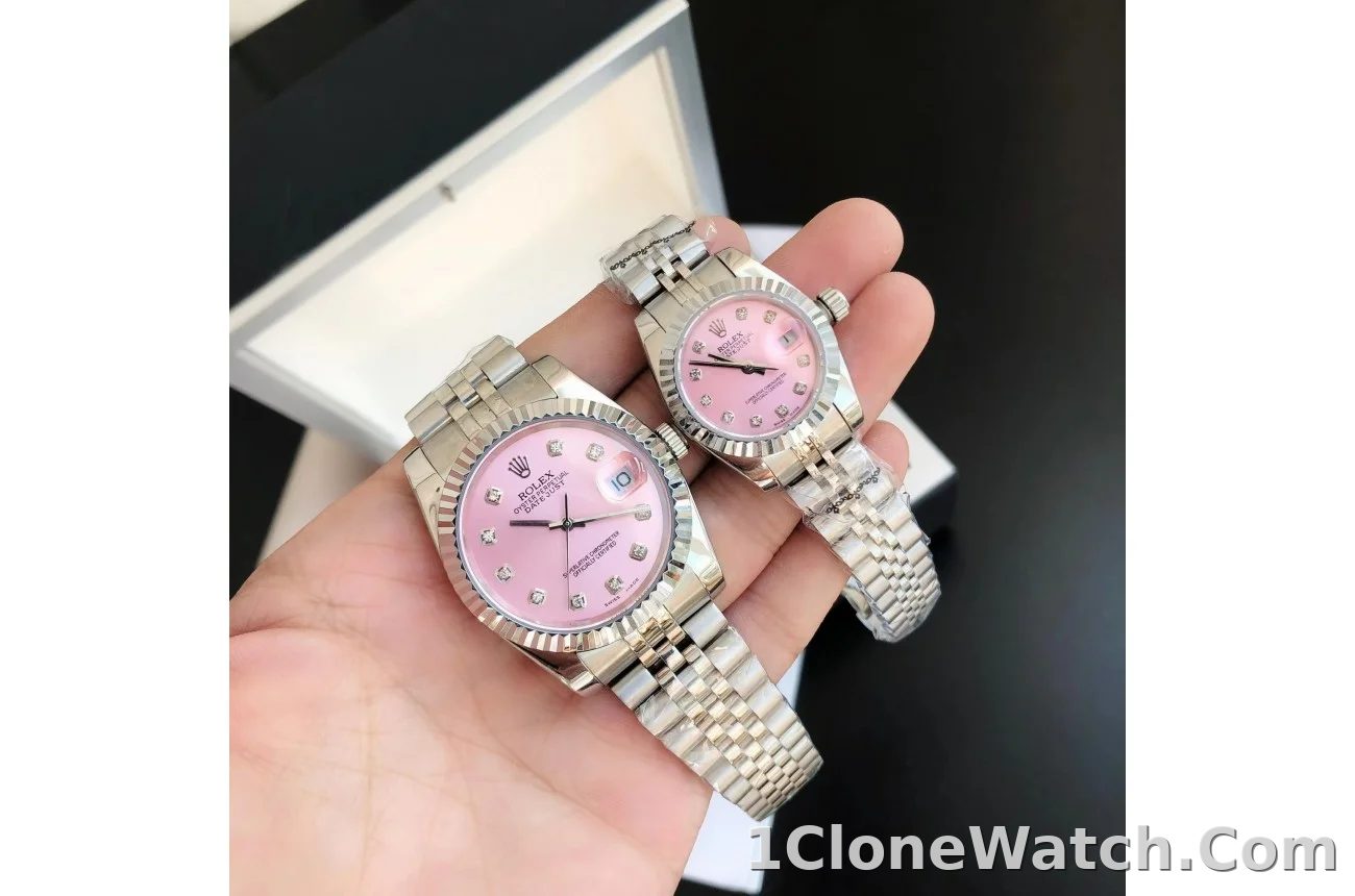 Couple Watches Rolex Datejust 36/28mm SS/SS Jub Pink/Dial