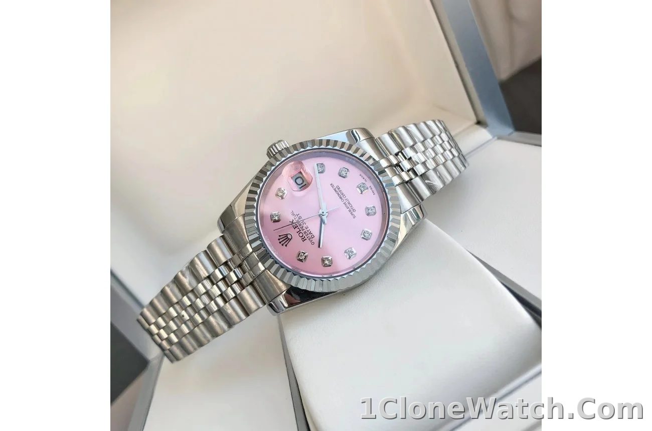 Couple Watches Rolex Datejust 36/28mm SS/SS Jub Pink/Dial - detail