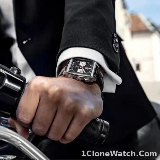TAG Heuer Monaco Men Automatic Black Alligator Watch CBL2113.FC6177 - detail