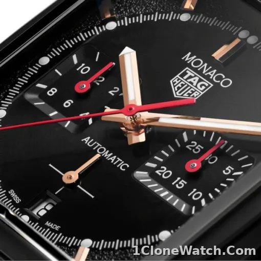 TAG Heuer Monaco Men Automatic Black Alligator Watch CBL2180.FC6497 - detail