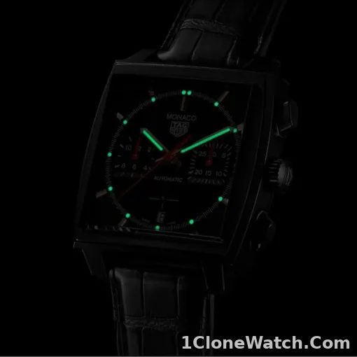 TAG Heuer Monaco Men Automatic Black Alligator Watch CBL2180.FC6497 - detail