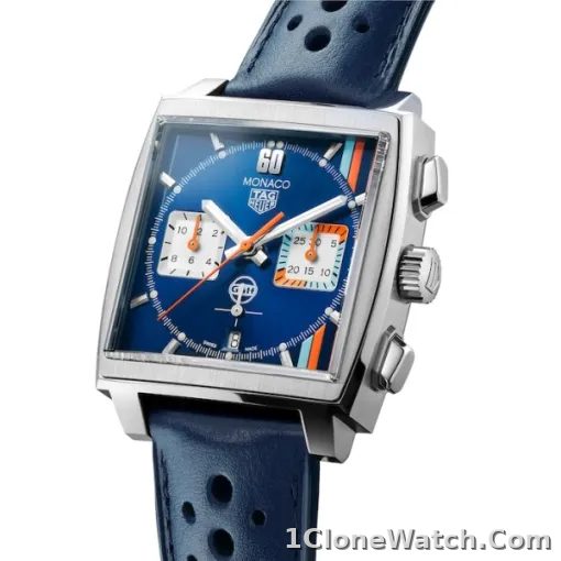 TAG Heuer Monaco Men Automatic Blue Leather Watch CBL2115.FC6494 - detail