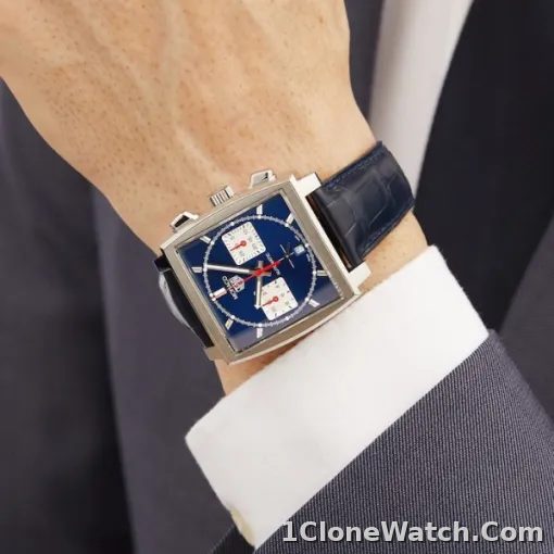 TAG Heuer Monaco Men Automatic Blue Leather Watch CBL2111.FC6453 - detail