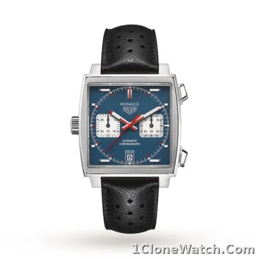TAG Heuer Monaco Men Automatic Blue Leather Watch CAW211P.FC6356